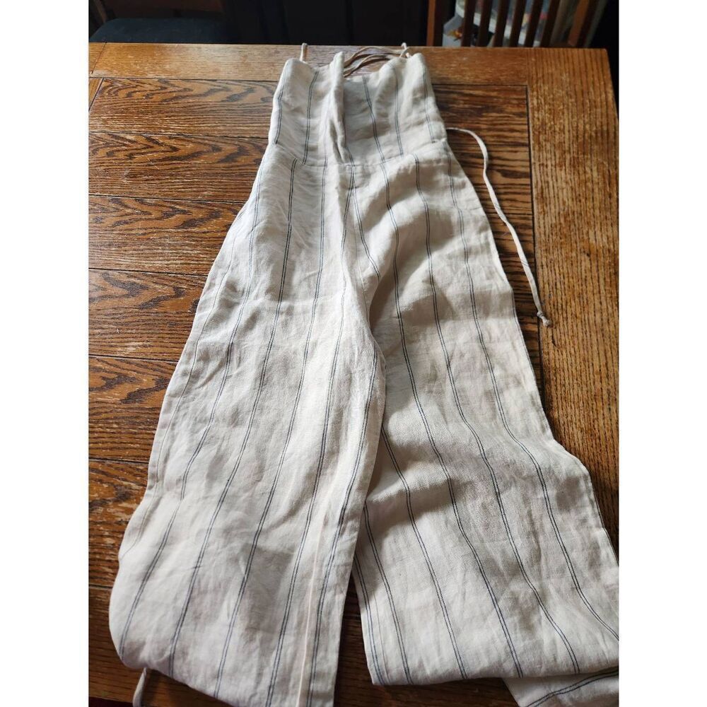 Reformation Cream and Black Striped Jumpsuit